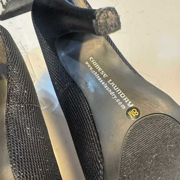 Chinese Laundry Sparkly Black 5” Heels open toe 1.5” platform- Size 8M - Picture 10 of 11